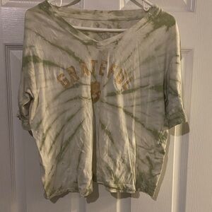 SO Grateful Green and Cream Tie-Dye Women's Tee